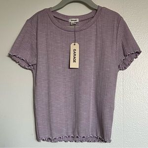 GARAGE Ribbed Lettuce Hem Baby Tee - Lavender